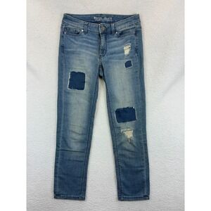 White‎ House Black Market Women's Slim Crop Jeans Size 00 Distressed Patched Mid